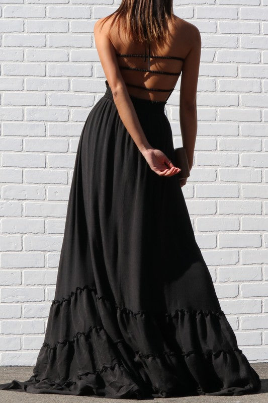 Maxi smock top dress with strappy back