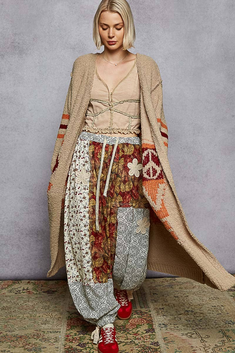 Unique super soft and comfy cardigan LOVE letter printed peace berber sweater