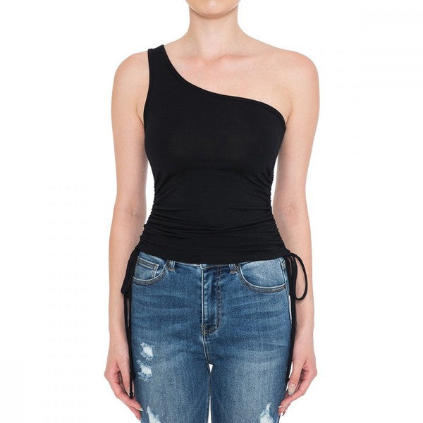 Black one shoulder top
