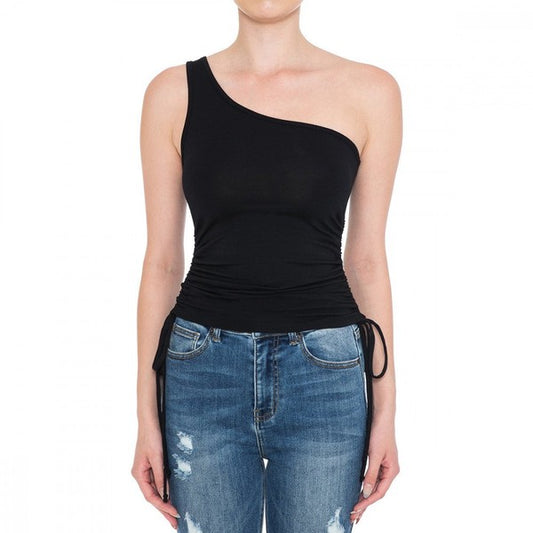Black one shoulder top