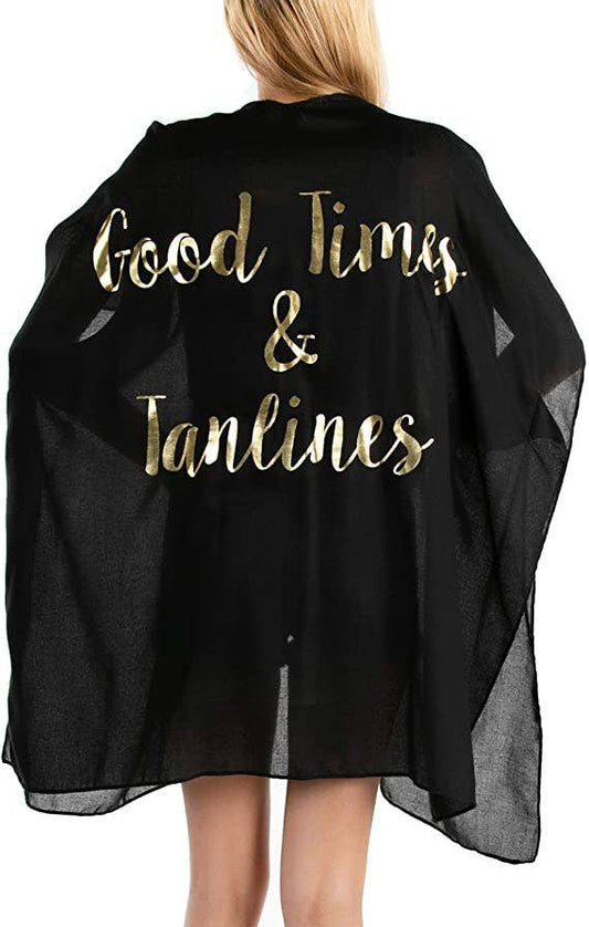 Swim Suit Cover Up - Good Time and Tan Lines (Black/Gold)