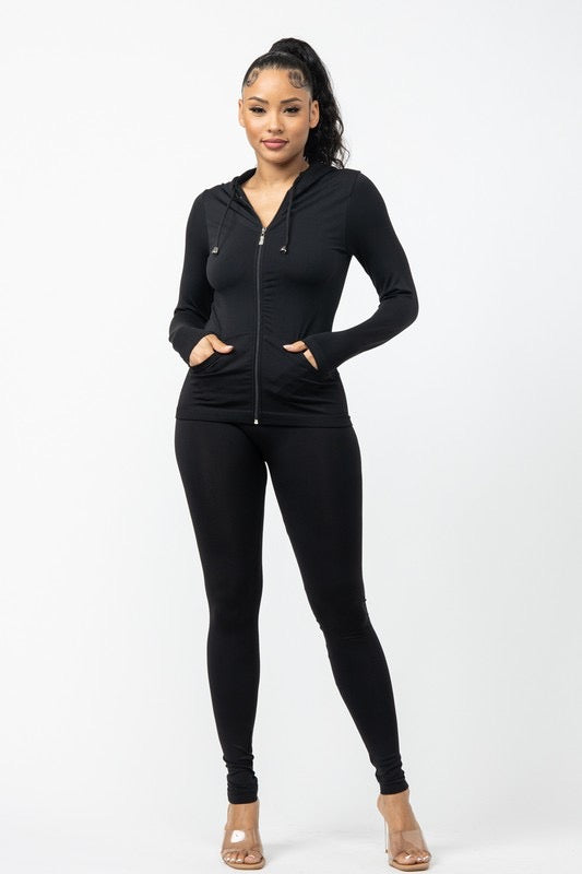 Seamless hoodie and legging lounge set
