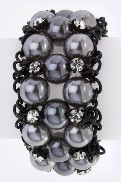 Pearl Rhinestone Stretchy Bracelet