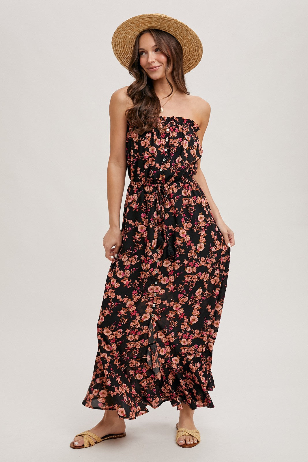 Floral Print Smocked Ruffle Tiered Maxi Dress