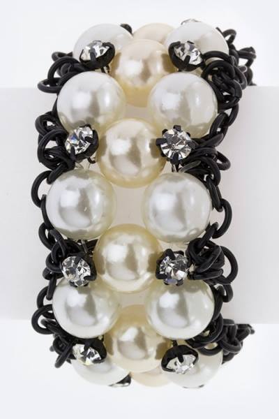 Pearl Rhinestone Stretchy Bracelet