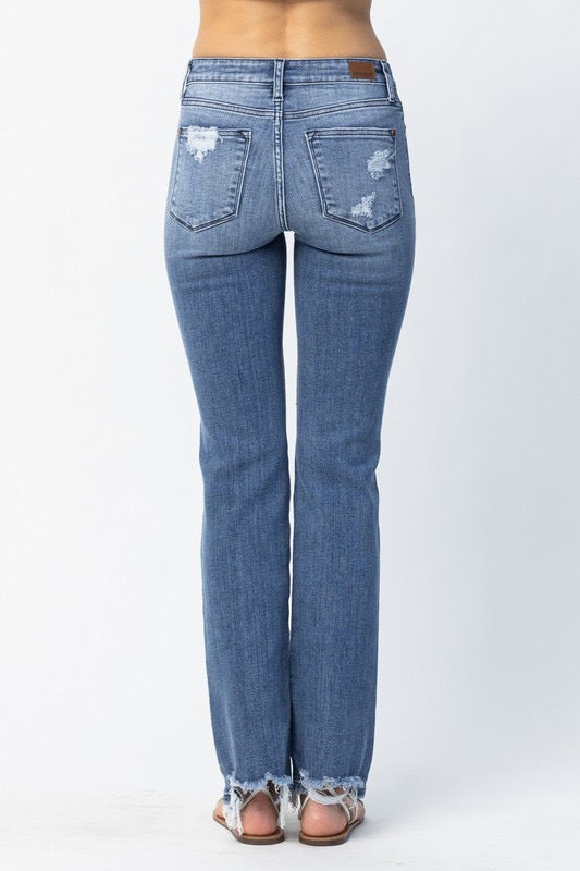 Judy Blue destroyed straight mid rise jeans
