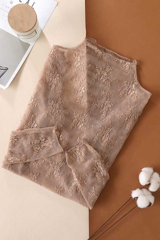 Sheer Lace long sleeve layering top