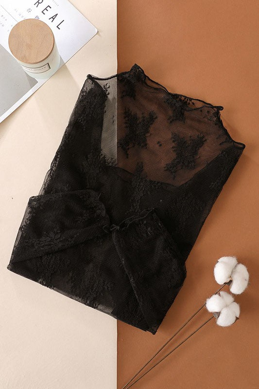 Sheer Lace long sleeve layering top