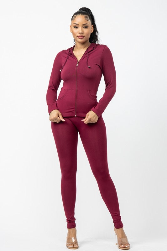 Seamless hoodie and legging lounge set