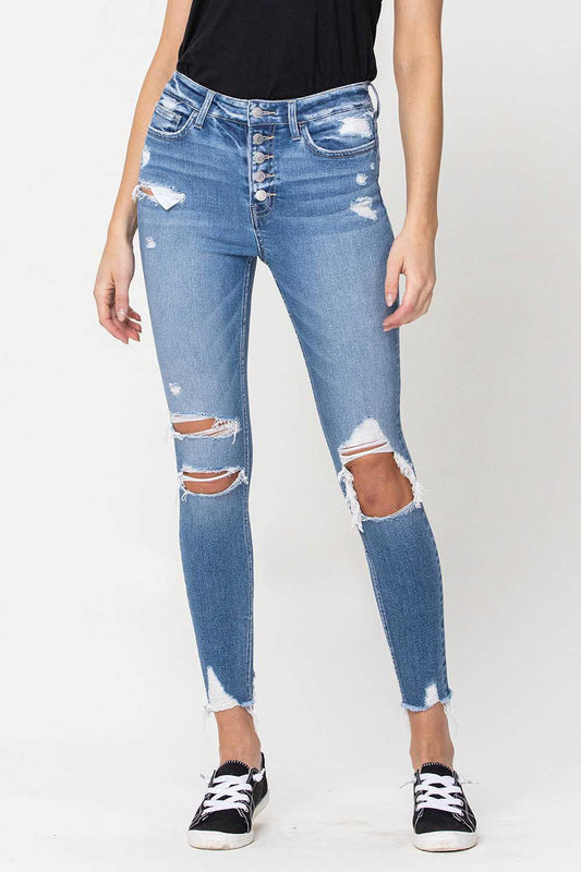 Flying Monkey ATMOSPHERE High Rise Button Up Fly Crop Skinny Jeans