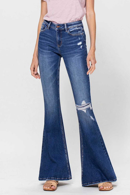 Flying Monkey PHOENIX Mid Rise Distressed Super Flare Jeans