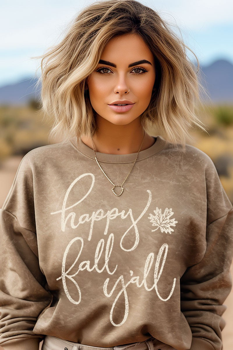 Happy Fall Y'all Mineral Graphic Sweatwhirts