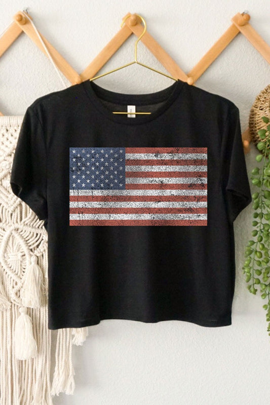 Vintage American Flags Graphic Top