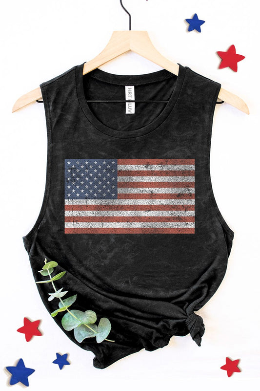 Vintage American Flags Graphic Tank Top