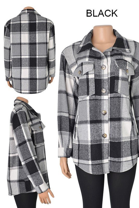 Plaid Printed Adorable Buttoned Shacket
