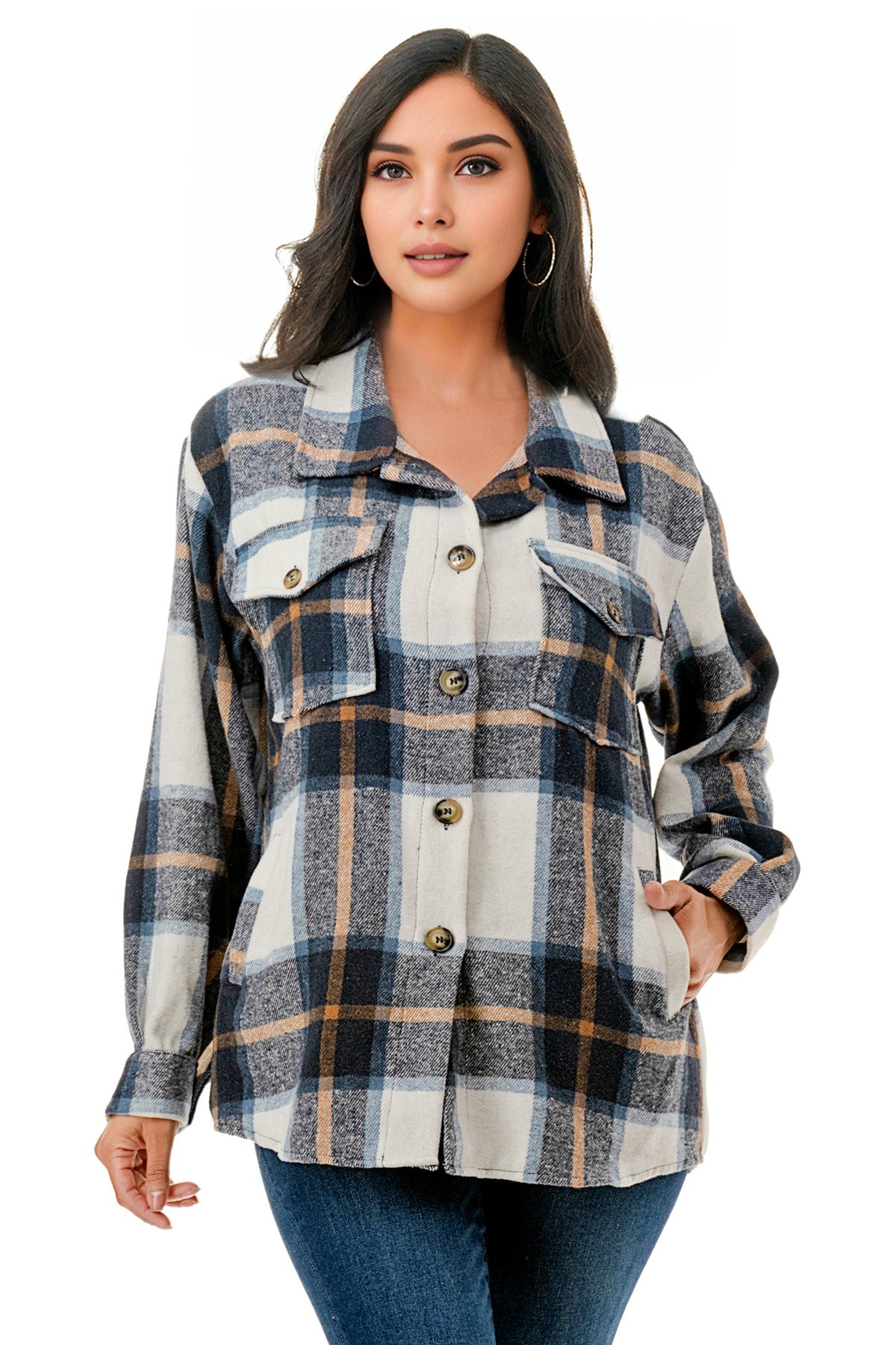 Plaid Printed Adorable Buttoned Shacket
