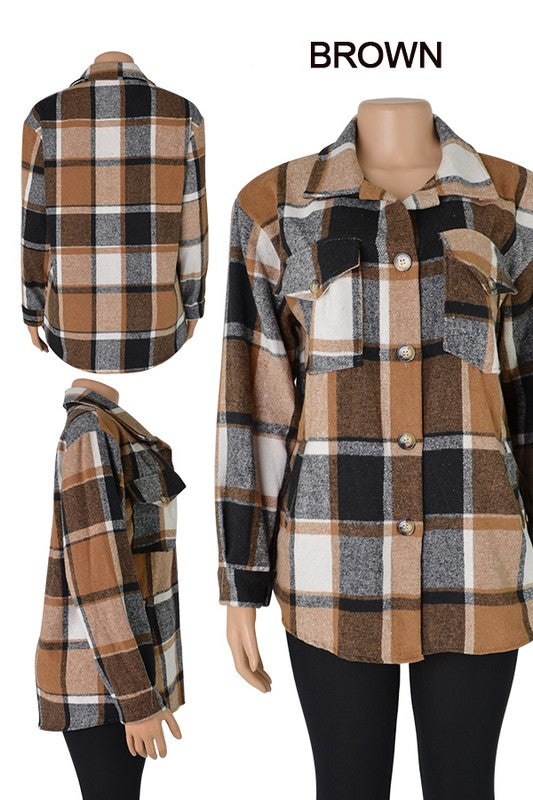 Plaid Printed Adorable Buttoned Shacket