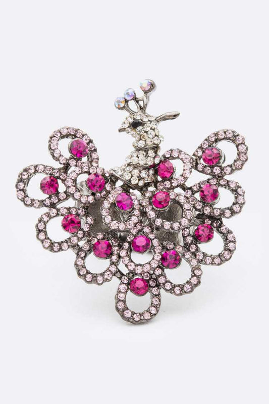 Pink Peacock Stretch Ring