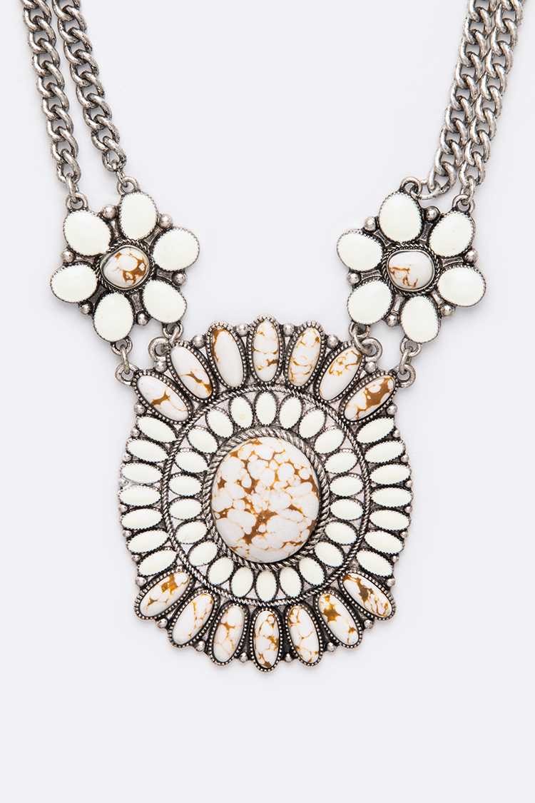 Western Large Stone Pendant Necklace