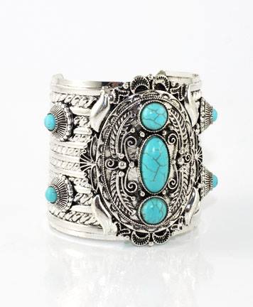 Turquoise Silver Large Cuff