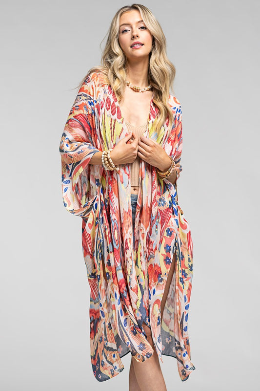 Colorful Rose Floral Kimono