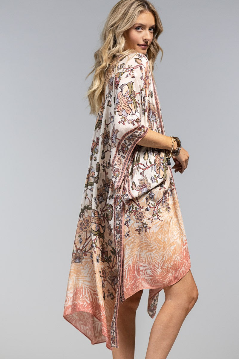 Shalimar Natural Color Floral Kimono