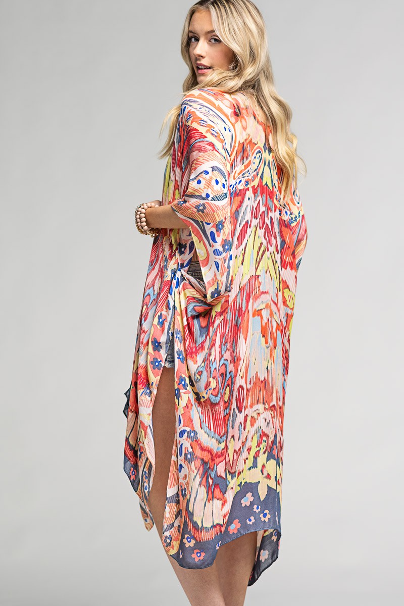 Colorful Rose Floral Kimono