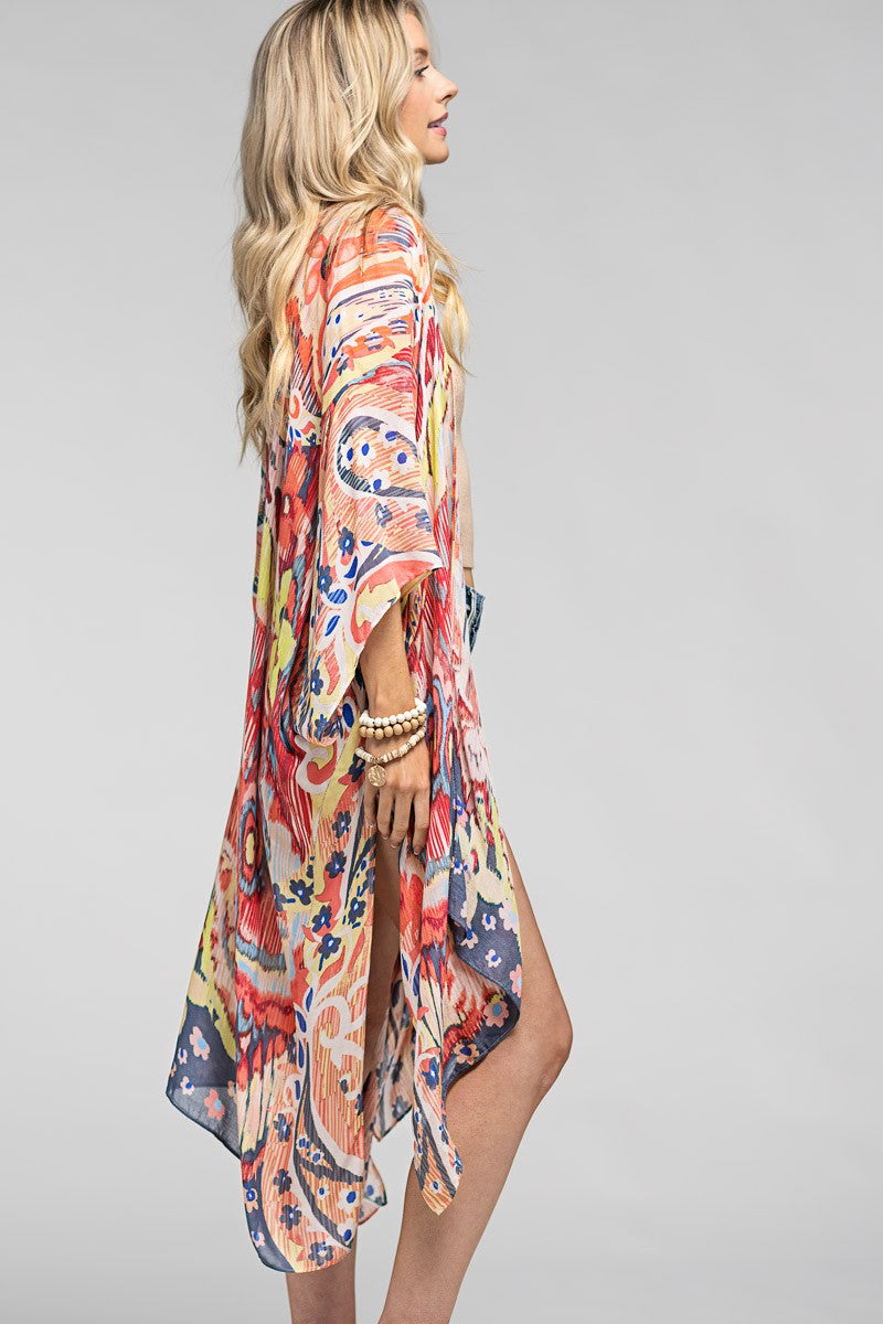 Colorful Rose Floral Kimono