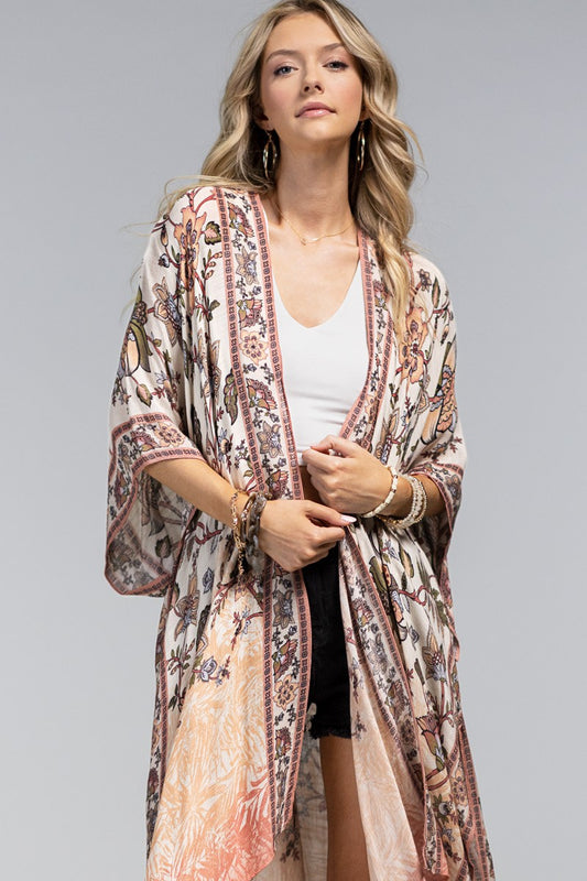 Shalimar Natural Color Floral Kimono