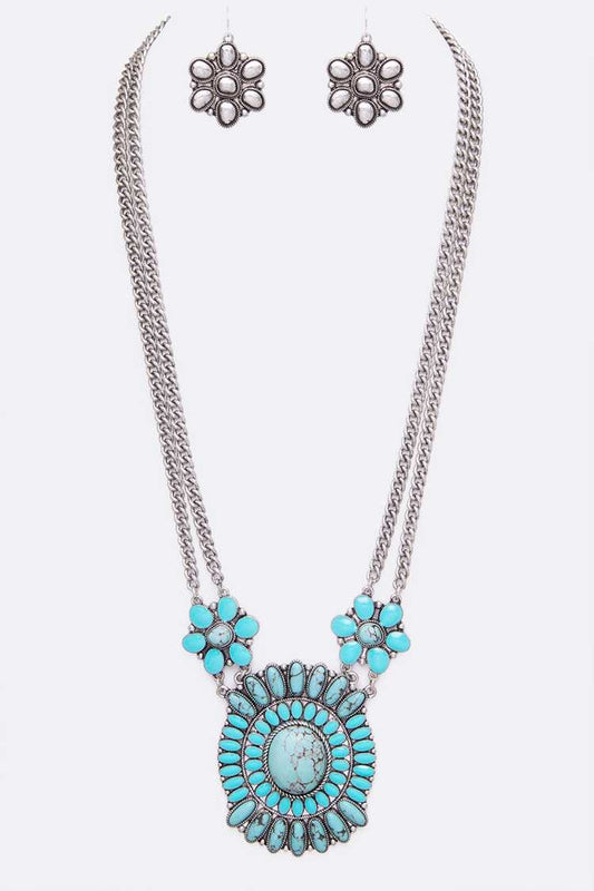 Western Large Stone Pendant Necklace