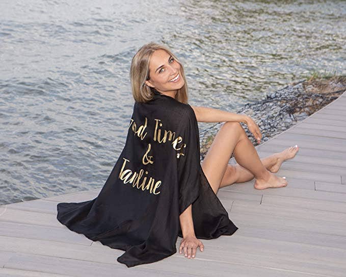 Swim Suit Cover Up - Good Time and Tan Lines (Black/Gold)
