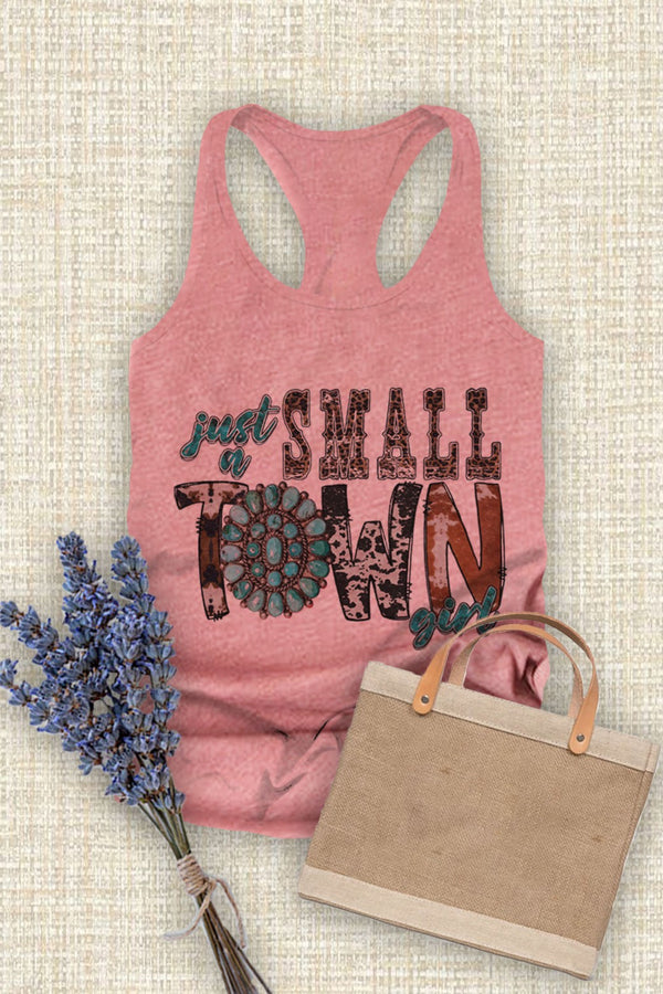Just A Small Town Girl, Western , Graphic  Printed Women Fit  Fitted Racerback Tank Top