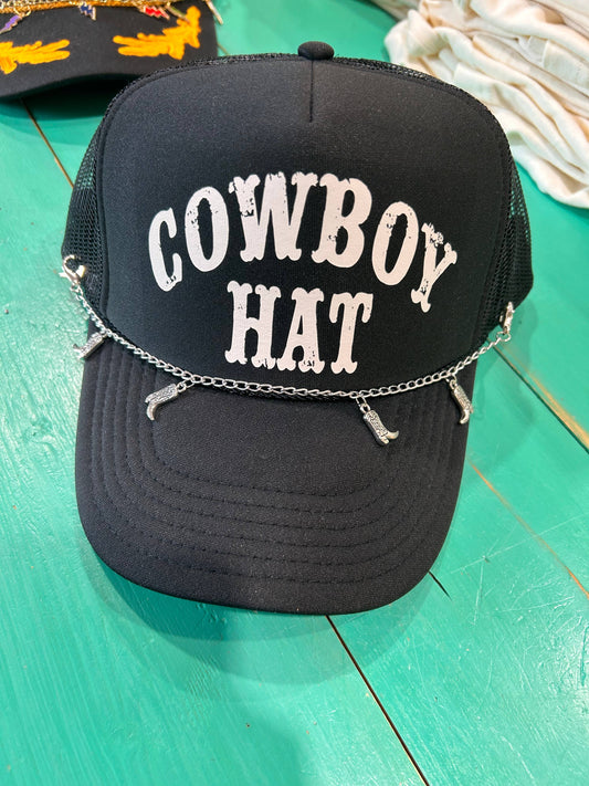Cute Cowboy Hat Trucker Hat Including Cowboy Boot Charm Chain