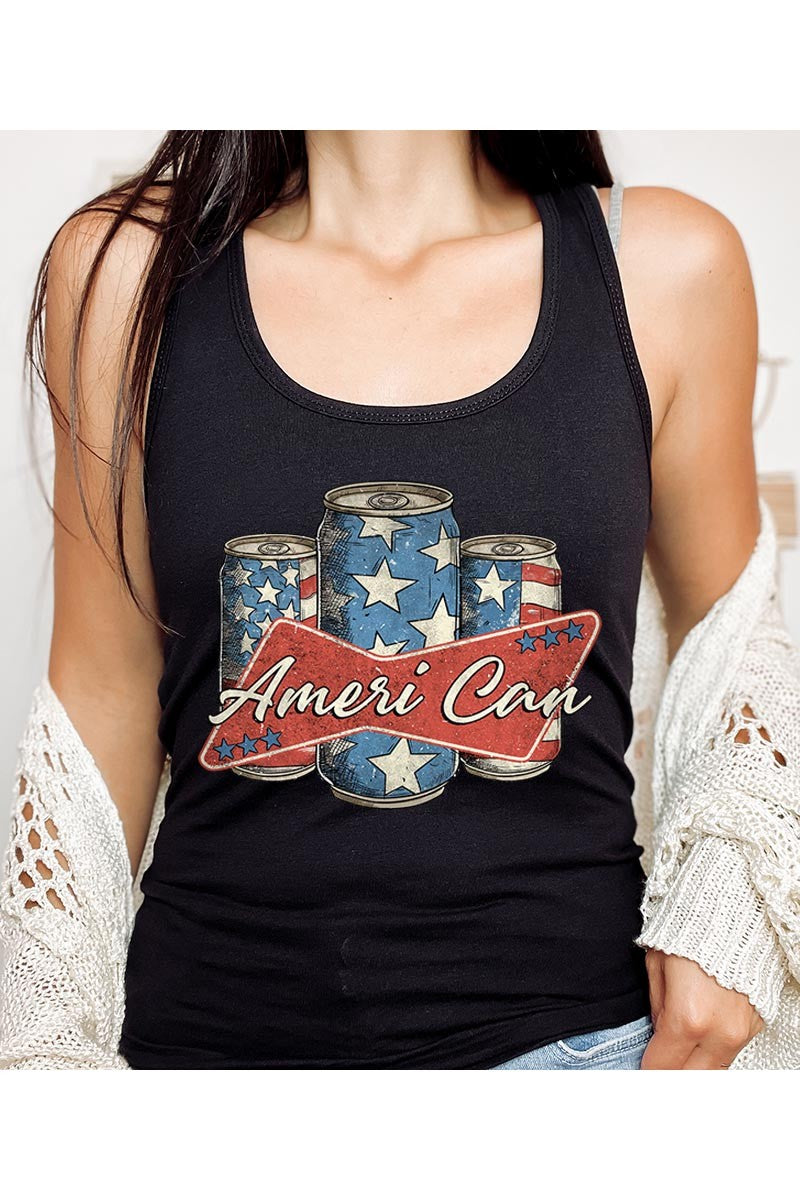 Ameri Can 4th Of July Graphic Racerback Tank Top