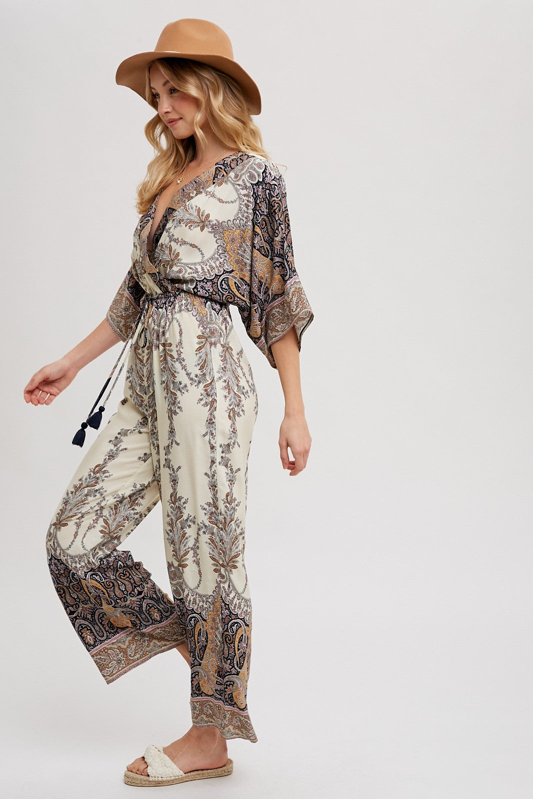 Paisley Print Wrap Jumpsuit