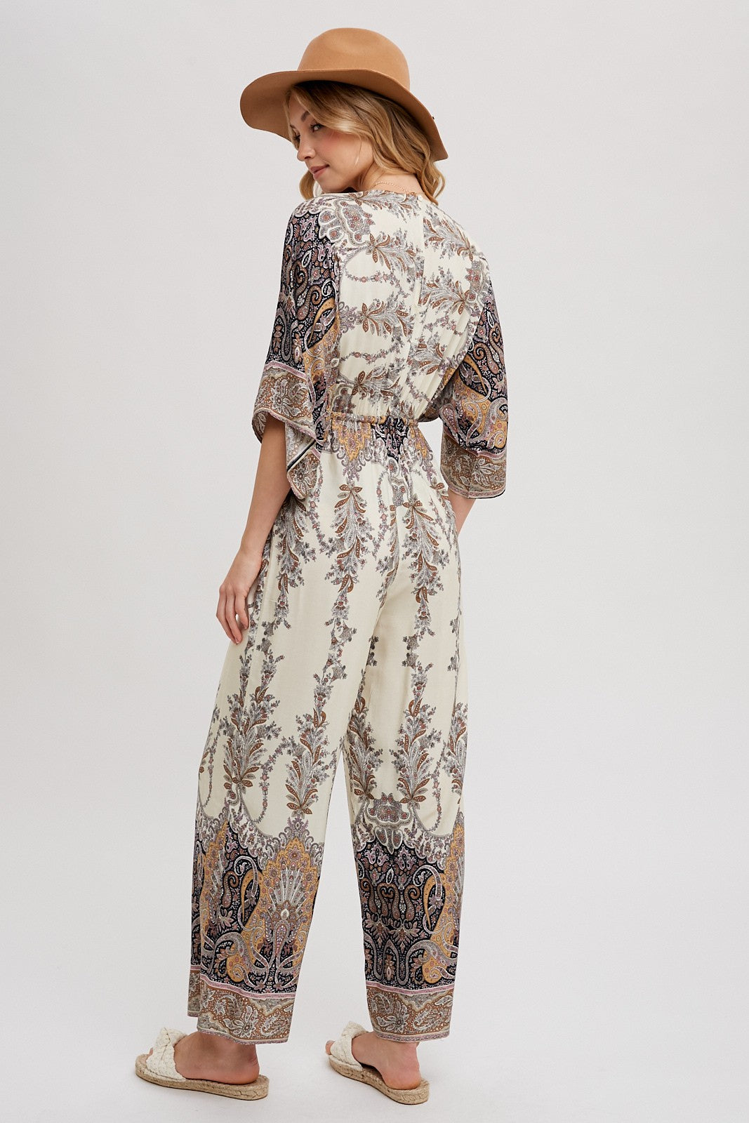 Paisley Print Wrap Jumpsuit