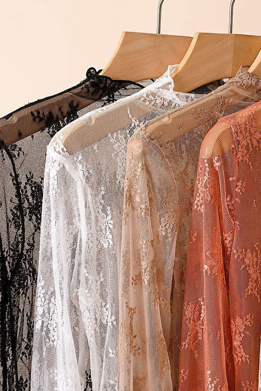 Sheer Lace long sleeve layering top