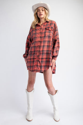 Oversized soft plaid button down flannel