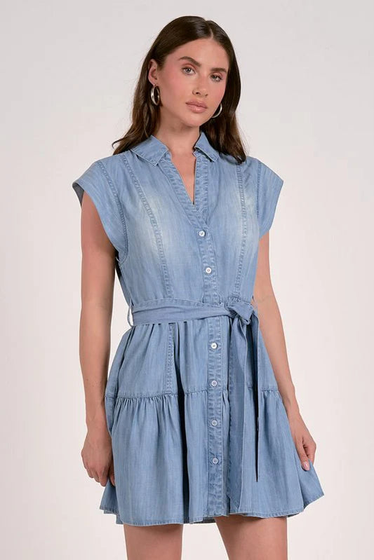 ELAN Denim Button Down Dress