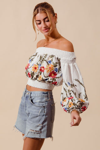 Floral Embroidered Off the shoulder top