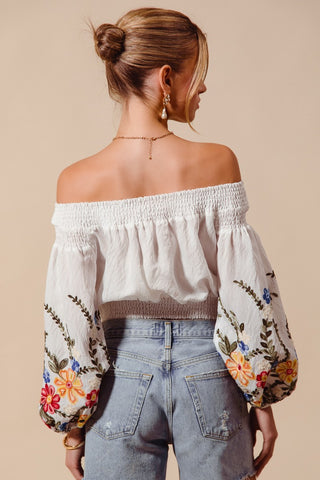 Floral Embroidered Off the shoulder top