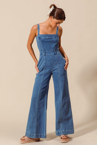 Denim Jumpsuit with Flare