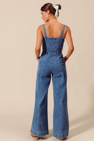 Denim Jumpsuit with Flare