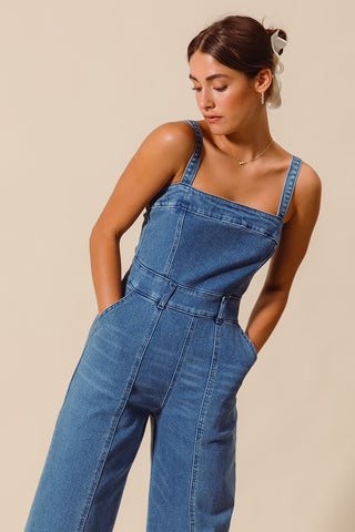 Denim Jumpsuit with Flare