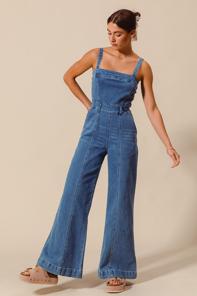 Denim Jumpsuit with Flare