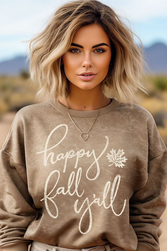 Happy Fall Y'all Mineral Graphic Sweatwhirts