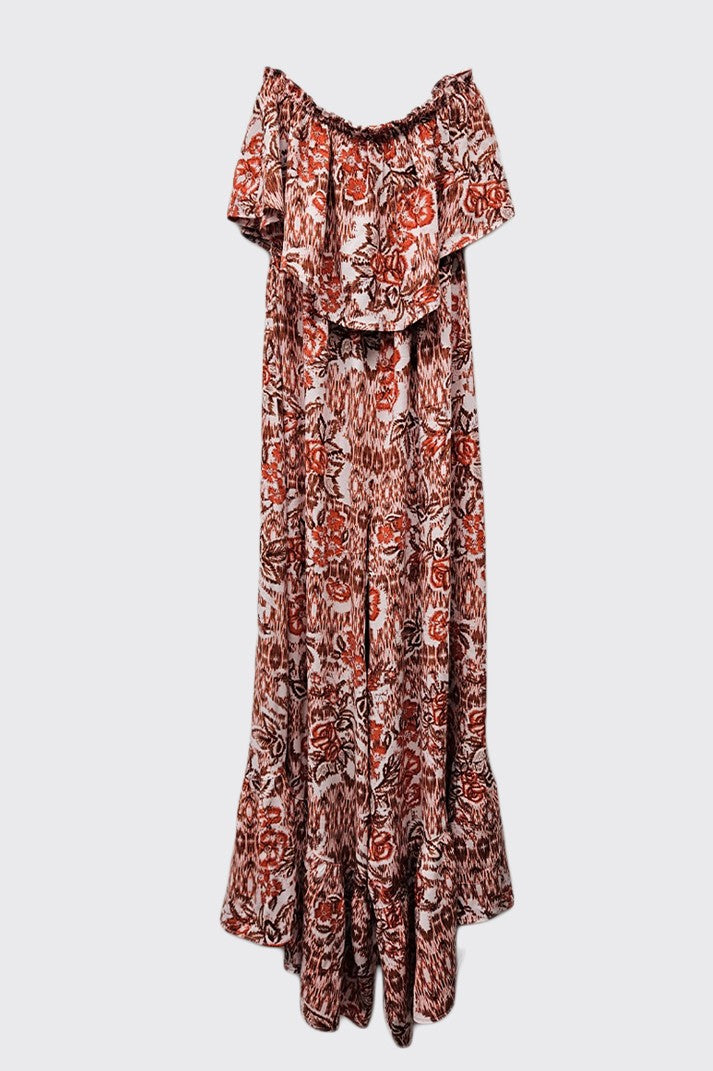 Adorable Floral Printed Wide Leg Tube Jumpsuit