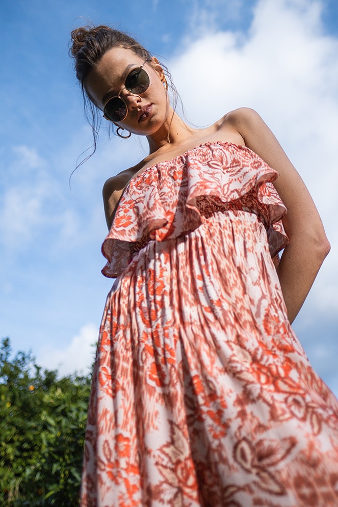 Adorable Floral Printed Wide Leg Tube Jumpsuit
