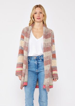 Heathered Stripe Chunky Soft and Chunky Cardigan