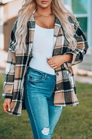 Plaid Print Buttoned Shacket